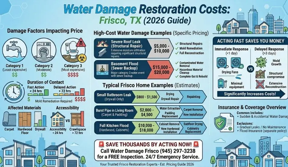 Water Damage Restoration Cost in Frisco TX — 2026  