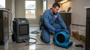 Water damage Frisco TX restoration team responding within 24 hours with professional drying equipment, water damage Frisco TX 24 hours