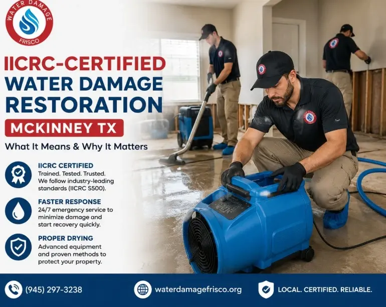 (945)297-3238 IICRC certified water damage restoration McKinney TX