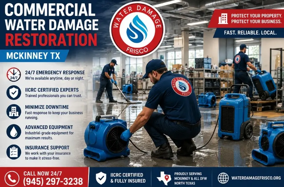(945)297-3238 commercial water damage restoration McKinney TX IICRC certified