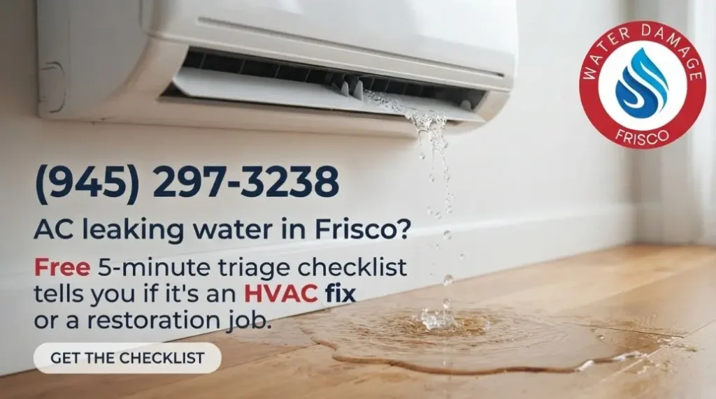 Call (945) 297-3238 for AC leaking water Frisco Tx