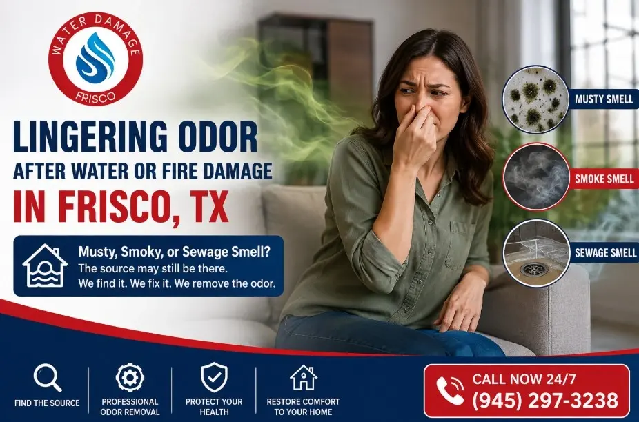 lingering odor after water fire damage Frisco TX