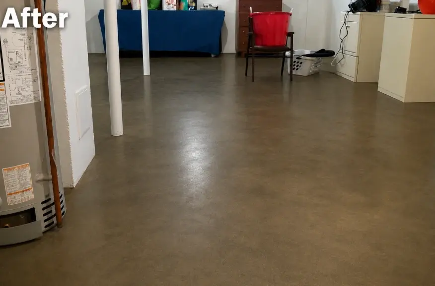 Flood damage in a basement after cleanup in Prosper TX
