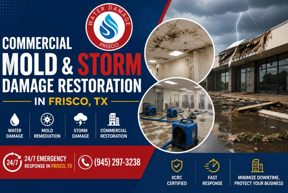 Commercial Mold Storm Damage Restoration Frisco TX 24-7 certified response. Call (945) 297-3238.