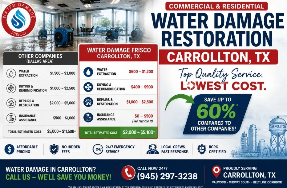 Commercial water damage restoration Carrollton TX crews minimize business downtime fast. Call +1(945)297-3238