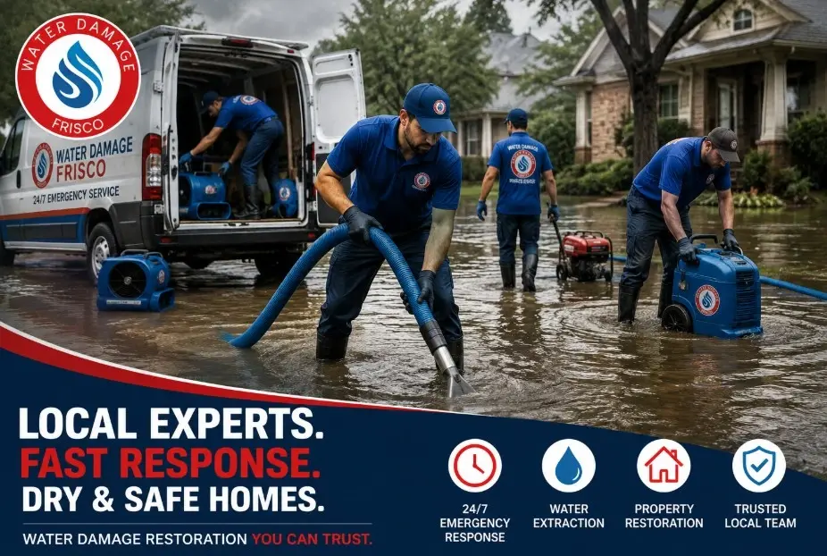 IICRC-certified technicians from Water Damage Frisco inspecting flood damage in a residential property, Dallas flood zones
North Texas flash flooding
Trinity River flooding
flood prone areas Texas
Frisco flood risk