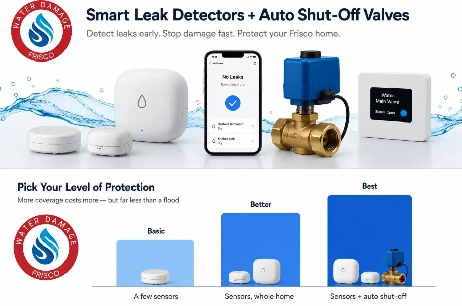 Smart leak detector and automatic shut-off valve installed in a Frisco, TX home