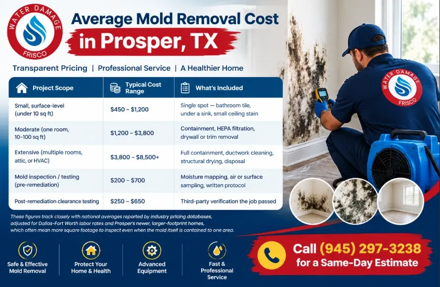 Average Mold Removal Cost in Prosper, TX