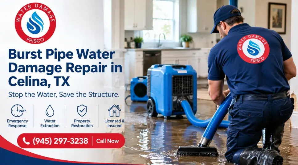 Burst Pipe Water Damage Repair Celina TX
