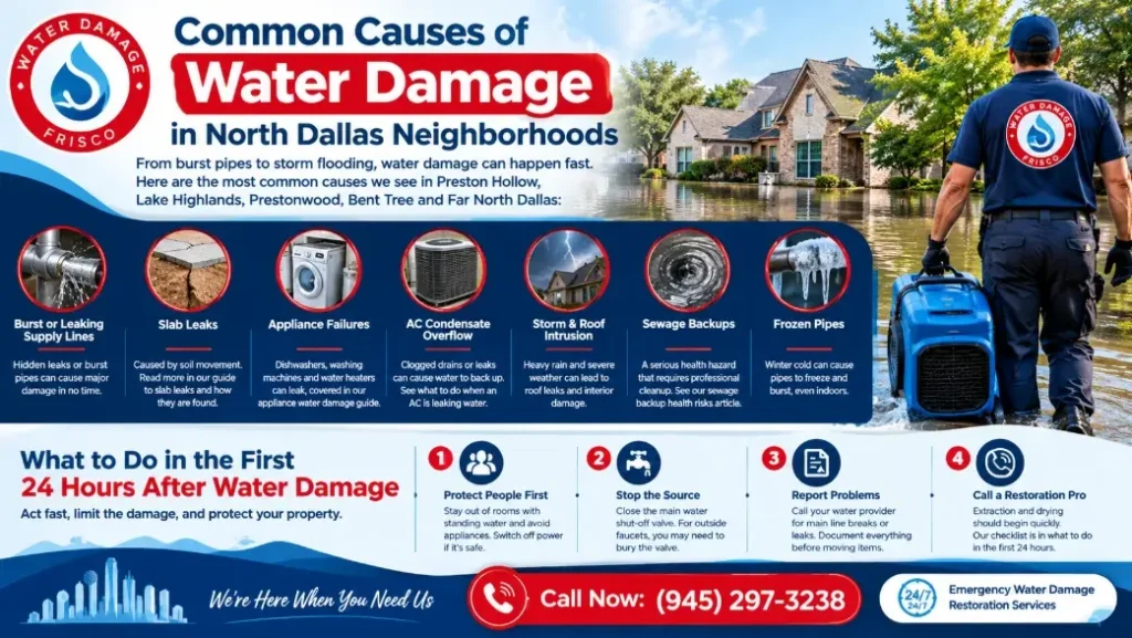 Common Causes of Water Damage in North Dallas Neighborhoods
