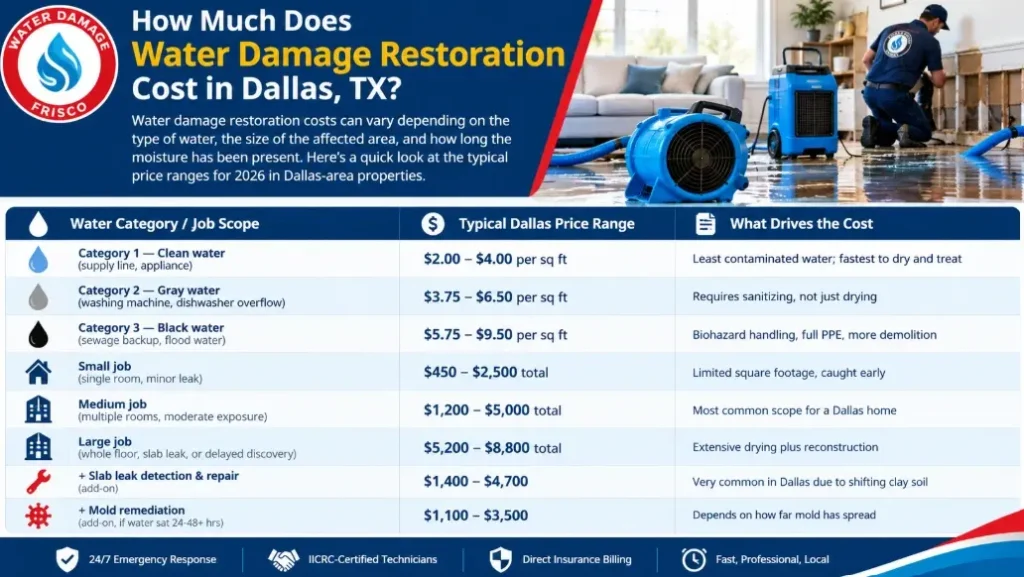 Dallas Water Damage Restoration Cost Guide
