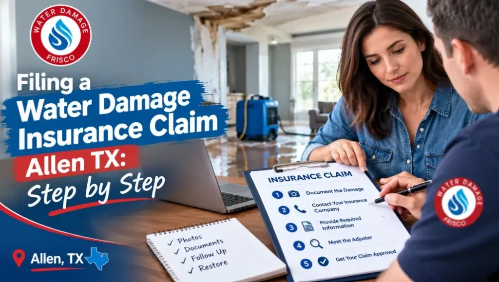 Filing a water damage insurance claim Allen TX? Step-by-step process. Call (945) 297-3238.
