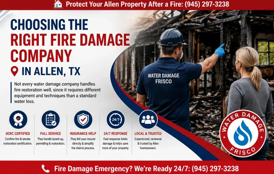 Fire damage restoration in Allen, TX for smoke-soot removal call (945) 297-3238