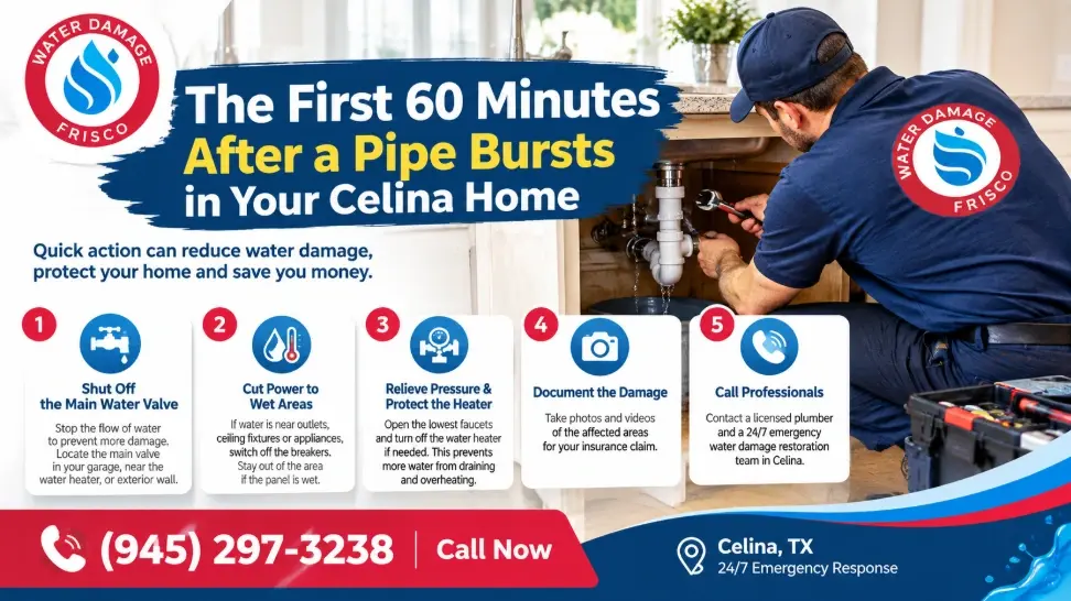 The First 60 Minutes After a Pipe Bursts in Your Celina Home