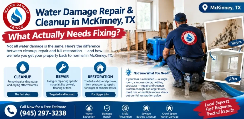 Water Damage Repair & Cleanup in McKinney, TX: What Actually Needs Fixing
