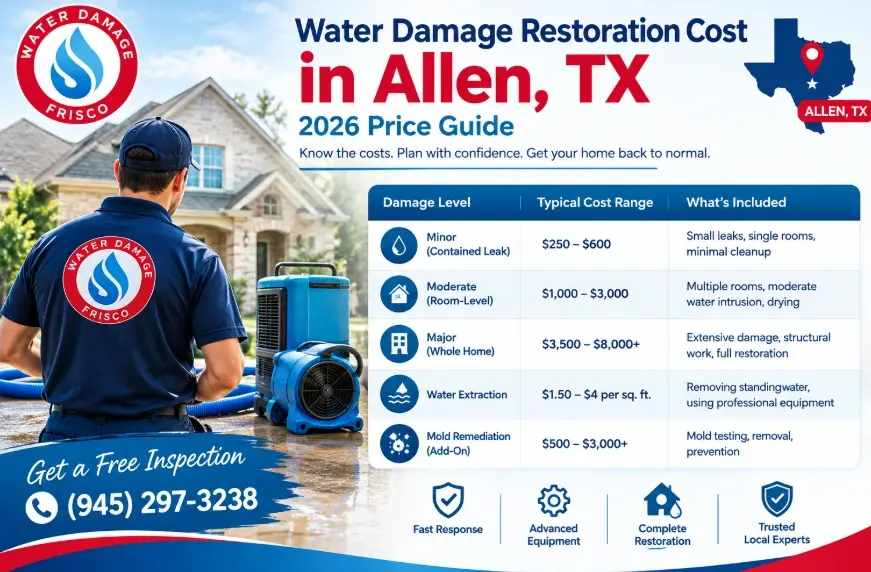 Water Damage Restoration Cost in Allen, TX by Severity