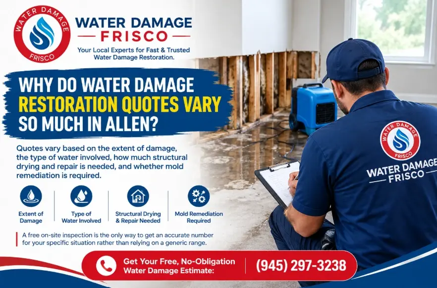 Why do water damage restoration quotes vary so much in Allen?