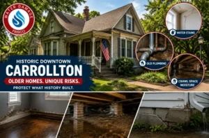 historic downtown carrollton older home water damage