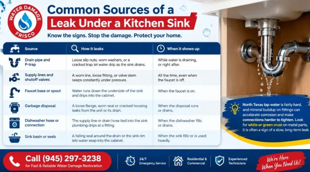 Common Sources of a Leak Under a Kitchen Sink
