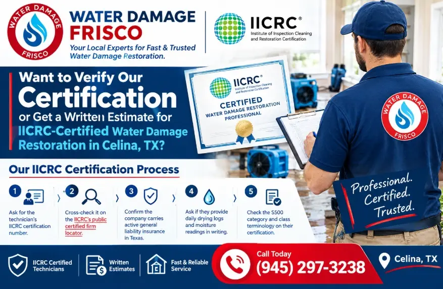 IICRC Certified Water Damage Restoration Celina (945) 297-3238