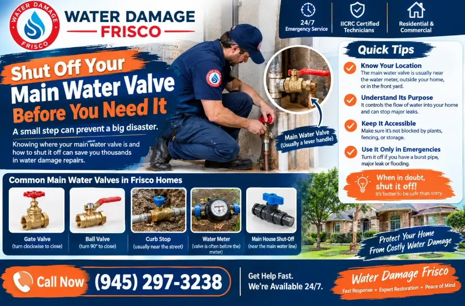 Valve closed but the floor is still wet. Call (945) 297-3238 and we will tell you what to dry first and what can wait.
