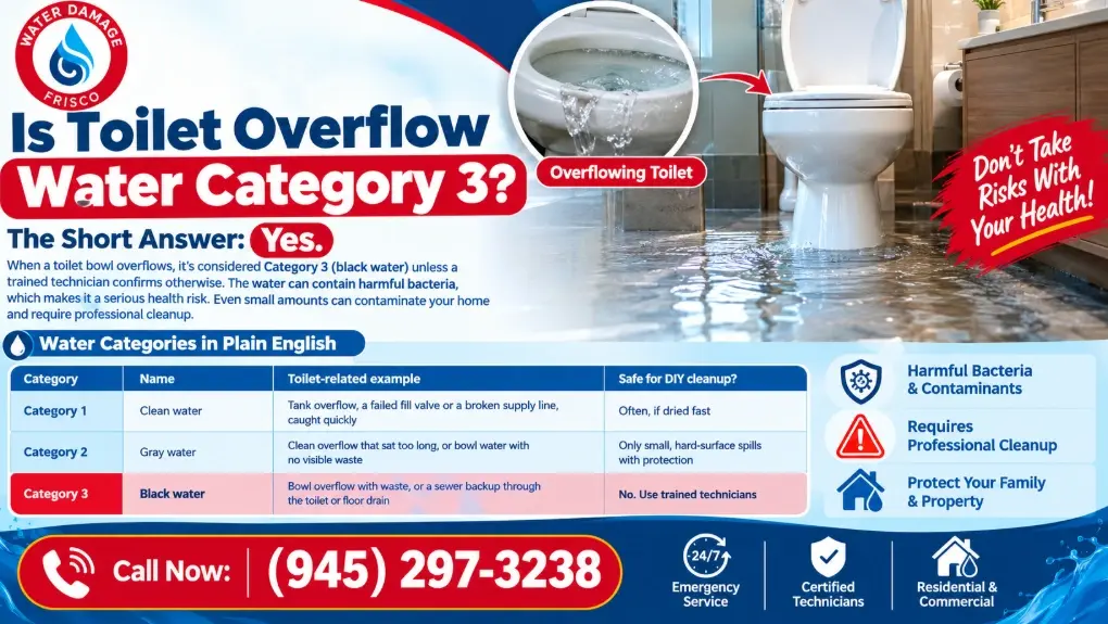 is toilet overflow water category 3